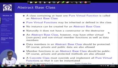 (Refer Slide Time: 14:49) Now, if I have a pure virtual function in a class, at least one, then I call that to be an abstract base class.