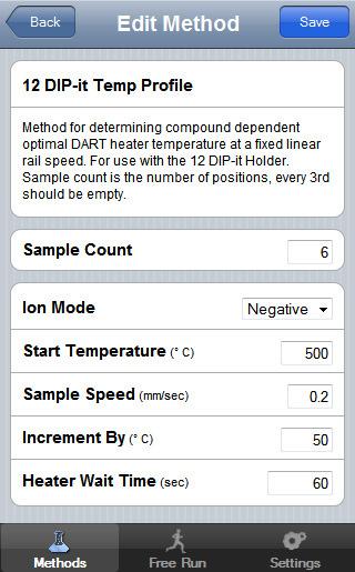 Edit the Method Settings Page Each method has its own parameters that can be edited.