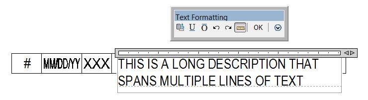 The text will not wrap automatically, by default, so you need to use the <ENTER> key to begin a new line. You can use the display RULER tool to define the paragraph width for automatic text wrapping.