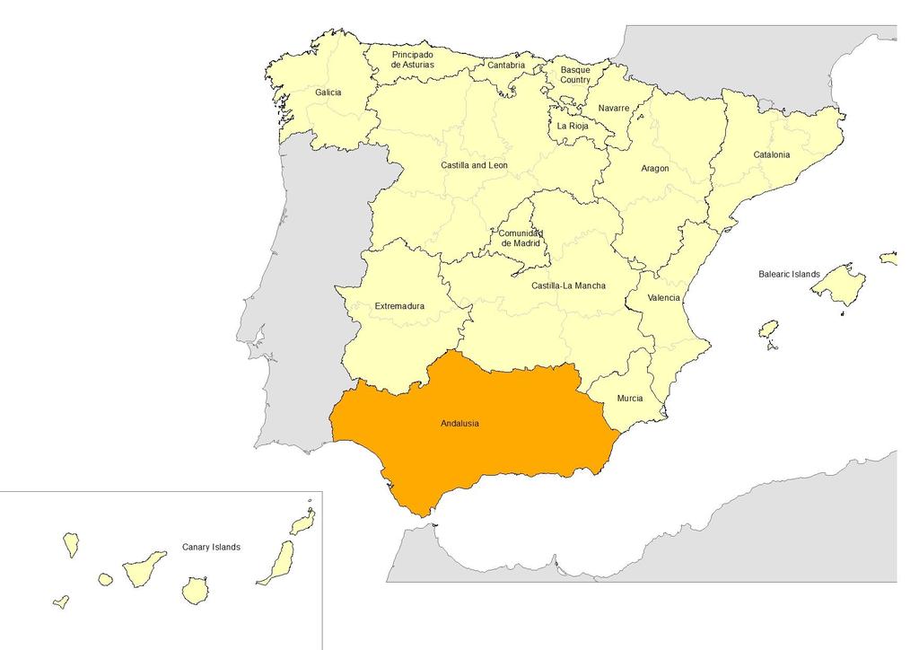 Andalusia is the second largest region of Spain and the most populated