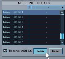 Assigning remote MIDI CC to Quick Controls The logical way to use Quick Controls is obviously to assign them to controls on a remote control surface.