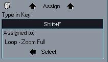 7. If the key command you entered is already assigned to another item or function, this is displayed below the Type in Key field.