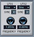 The LFOs The parameters in the LFO section allow you to vary the frequency and the waveform of the two LFOs. The LFO section is described on page 120.