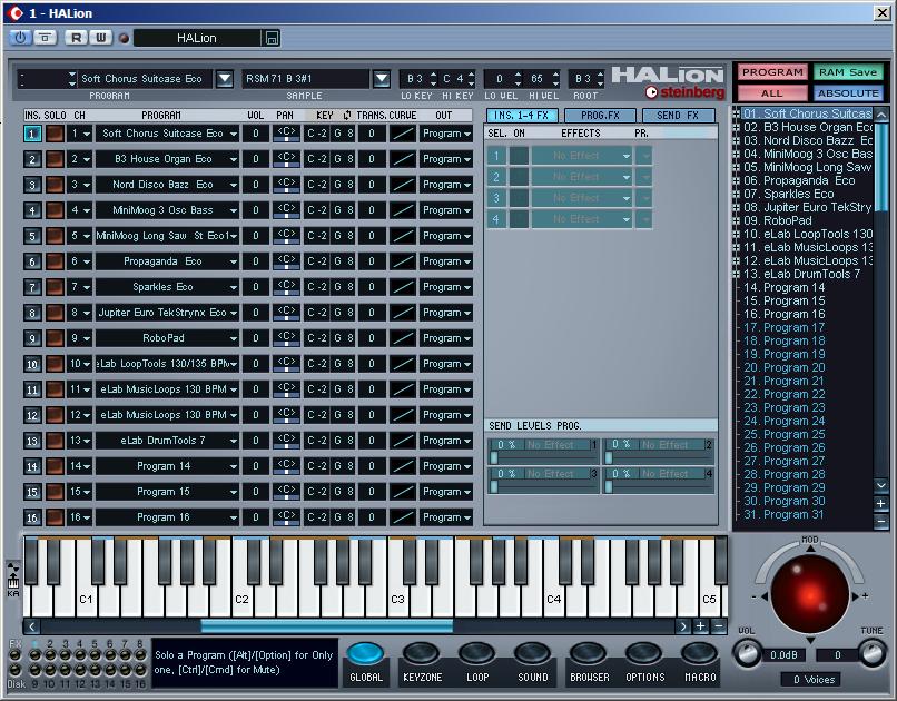 Introduction This page view allows you to assign any Program in the Program Bank to any of the 16 Instrument