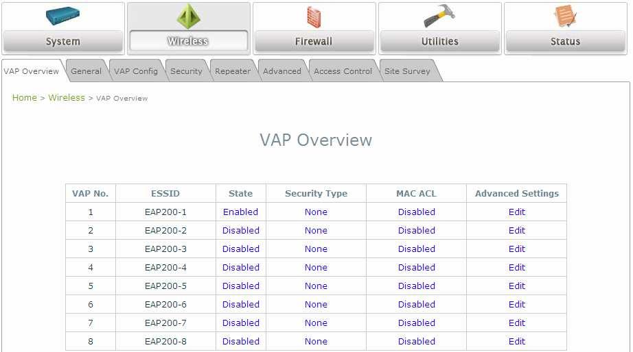5. Secure Your AP Different VAP may require different level of security. These instructions will guide the user through setting up different types of security for a particular VAP.