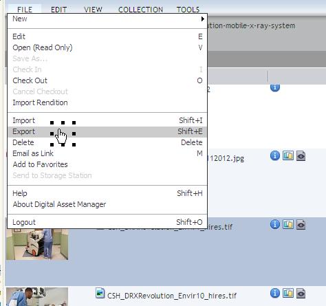 Export Choose destination to export file to (file name will remain the same)