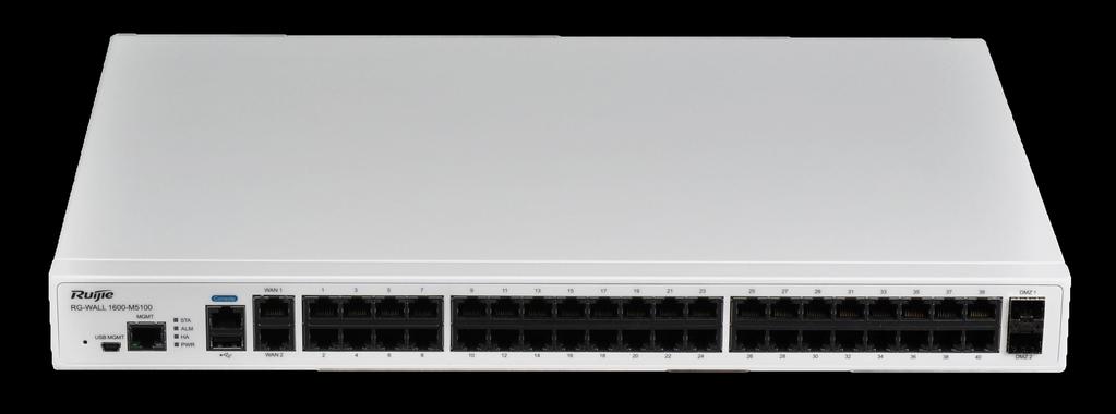 Teaming up with Ruijie s leading switch and router series, the firewall can act as a network gateway and provide a secure connection between different policy areas, providing