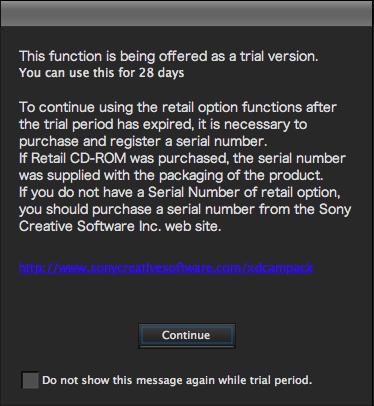 During the trial period, the following dialog appears each time you use a retail option function notifying you when the trial period will expire.