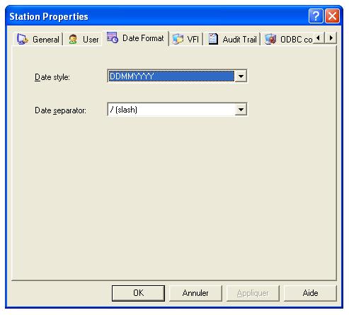 Setting the Date Format You can set the date style and date separator in the Date Format tab of the Station Properties dialog box.