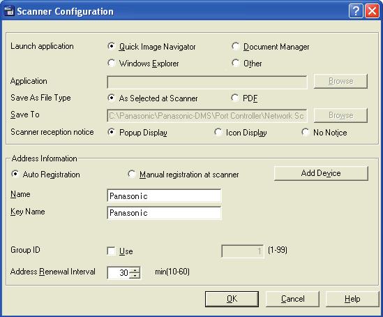 Chapter 3 Setting up 2 Select Auto Registration, and then enter the Name and Key Name to be saved into the machine.