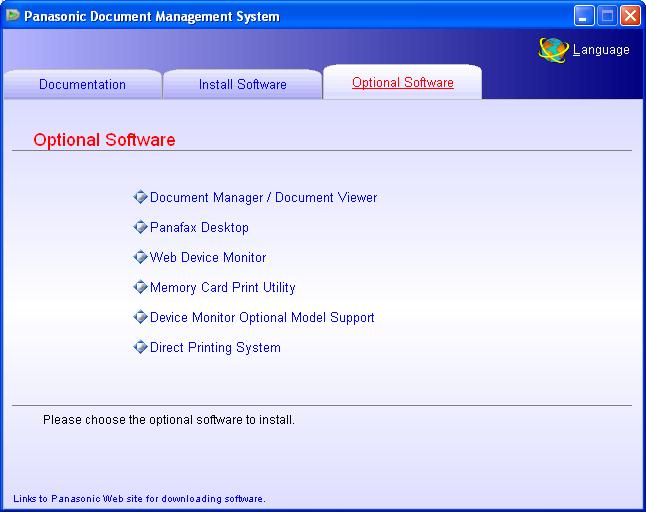 3 Installing Software downloaded from the Panasonic Web site Document Manager / Document Viewer The software to view/edit the files including the scanned data from the Network Scanner Panafax Desktop