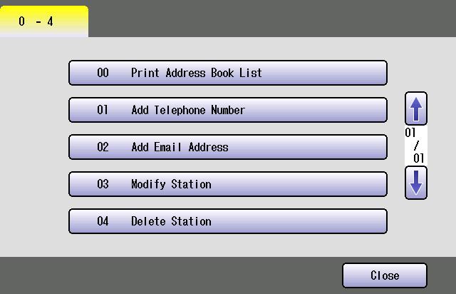 Chapter 4 Settings 2B Select Fax/Email Settings. Select 00 Address Book. 4 Enter the name of the destination, and then select OK. 5 Enter the Key Name for the Address Book, and then select OK.