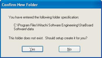Click [Yes] on this screen. In general, it is not necessary to change the default file saving folder.