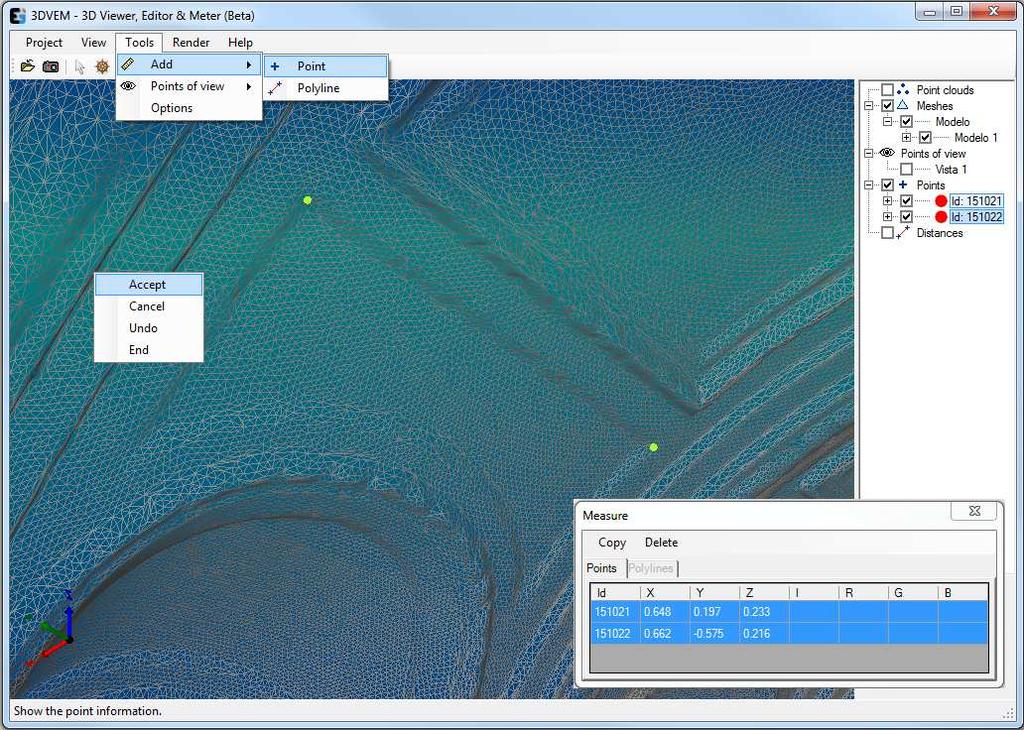 6. Tools menu 3DVEM Viewer, Editor & Meter (Beta) The Tools menu contains measuring and coordinate extraction tools, as well as additional tools (Fig. 5).