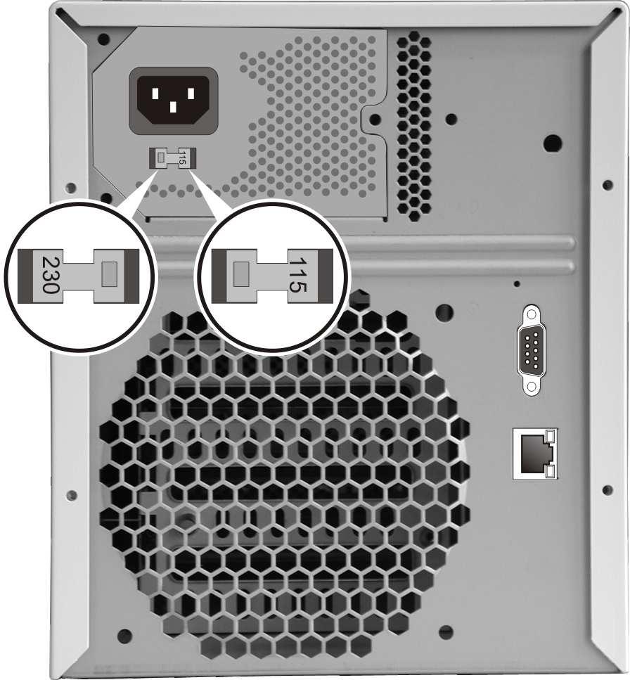 network connector on the back of your storage system and the other end