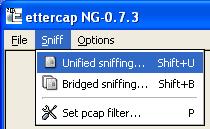 as Promisc mode Ettercap working mode and choose Sniff mode as Unified sniffing then select the network card