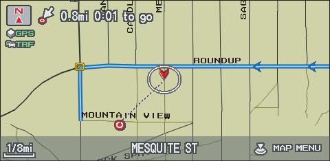 With Unverified Area Routing OFF, you are presented with a blue vector line that always points to the destination.