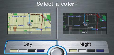 System Setup Map Color Allows you to choose the map color from one of four colors for the Day and Night modes. Say Return or press the CANCEL button to return to the previous screen.
