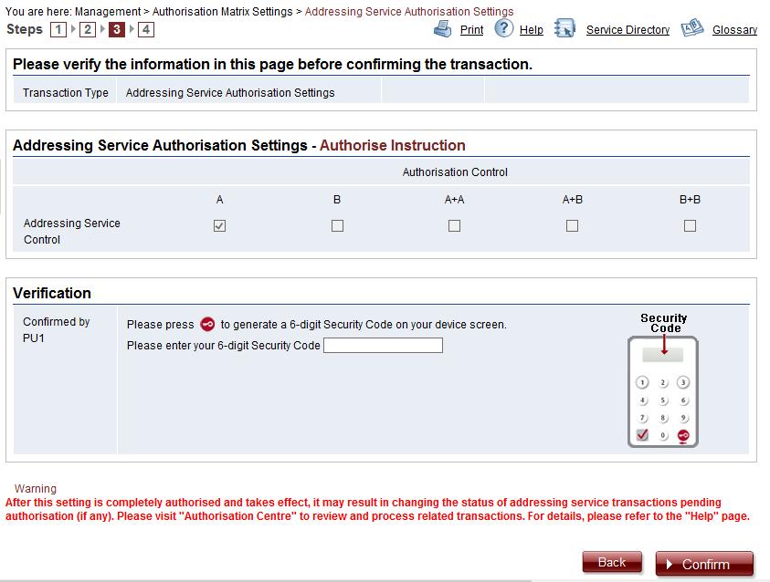 3.4 Option 4 Please verify the information in the page and insert 6-digit security code by using the security