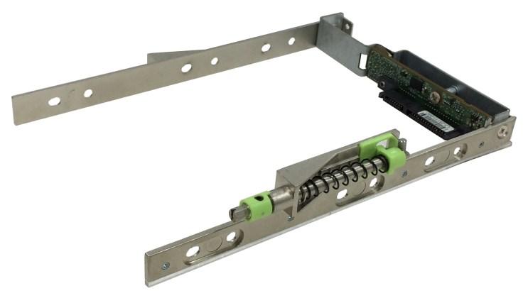 2. Place the brackets on both sides of the disk drive and secure them with screws.