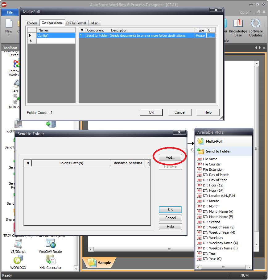 13. Two windows will be displayed. In the window labeled Available RRTs, RRT s can be configured.