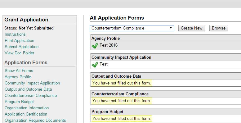 Creating an Application To create a form highlighted in