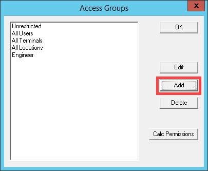 Click the Manage ribbon, followed by the Access Groups icon. 2. From the Access Groups popup, click the Add button. 3.