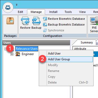 Create Maintenance User Group 1. Click the Users icon in the ThinManager tree selector. 2.