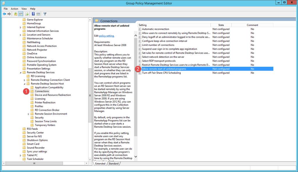 LOC] Policy Computer Configuration Policies Administrative Templates Windows Components Remote Desktop