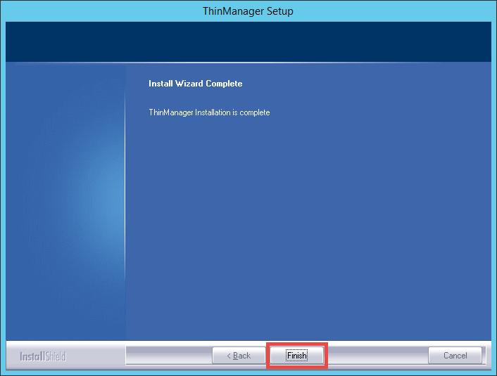 15. After a few seconds, the ThinManager installation should
