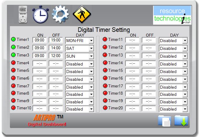 ARTiPRO 920 Digital Dashboard Read & Set Timers READ & SET TIMERS 16. Click <Read back> to retrieve Timer settings from power meter. 17.