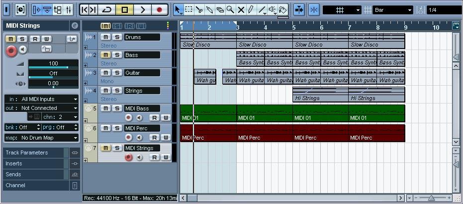 The Tutorial 5 project opens. If you followed the previous tutorial, this will look oddly familiar It s the same eight-bar song that you created in tutorial 4, but with three extra tracks.
