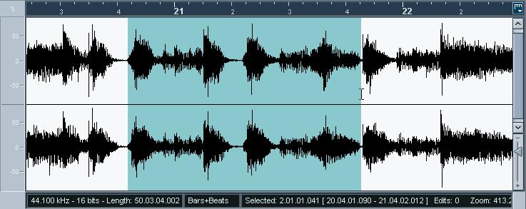 Editing audio in the Sample Editor an example This example describes how to remove a section of audio and insert it at another position, by using cut and paste in the Sample Editor: 1.