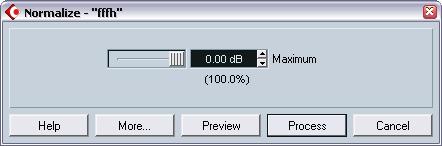Processing audio The Process submenu on the Audio menu contains a number of audio processing functions. The functions can be applied to selected audio events or clips, or to a selected range.