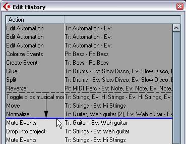 The Edit History dialog allows you to undo or redo several actions in one go, by moving the divider between the Undo stack and the Redo stack (in essence, moving actions from the Undo stack to the