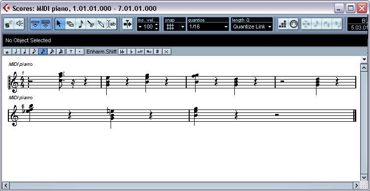 Score Editor The Score Editor shows MIDI notes as a musical