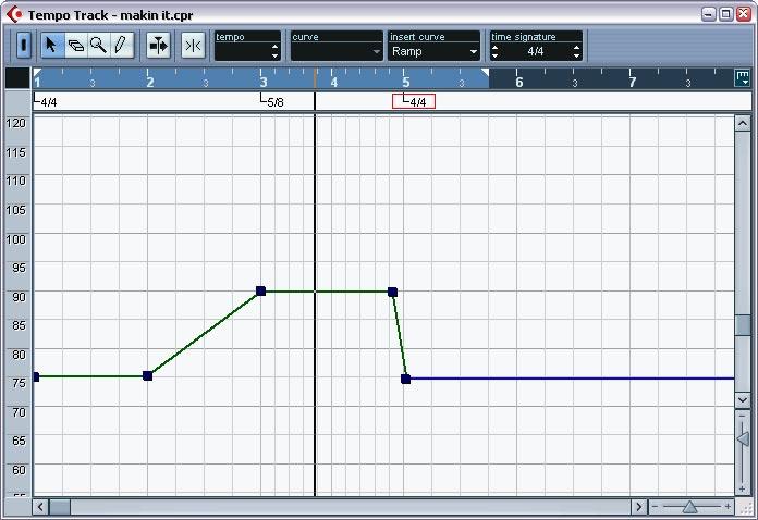 Tempo Track Editor Tracks follow a tempo which can either be fixed through the whole project or follow the tempo track.