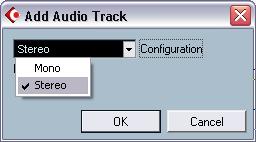 A submenu appears, listing the various types of tracks available in Cubase SE. 5.