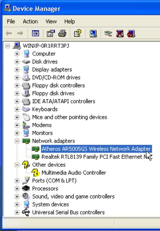 Chapter 2 Driver & Utility Installation The folder name, Atheros AR5005GS Wireless Network Adapter will appear in