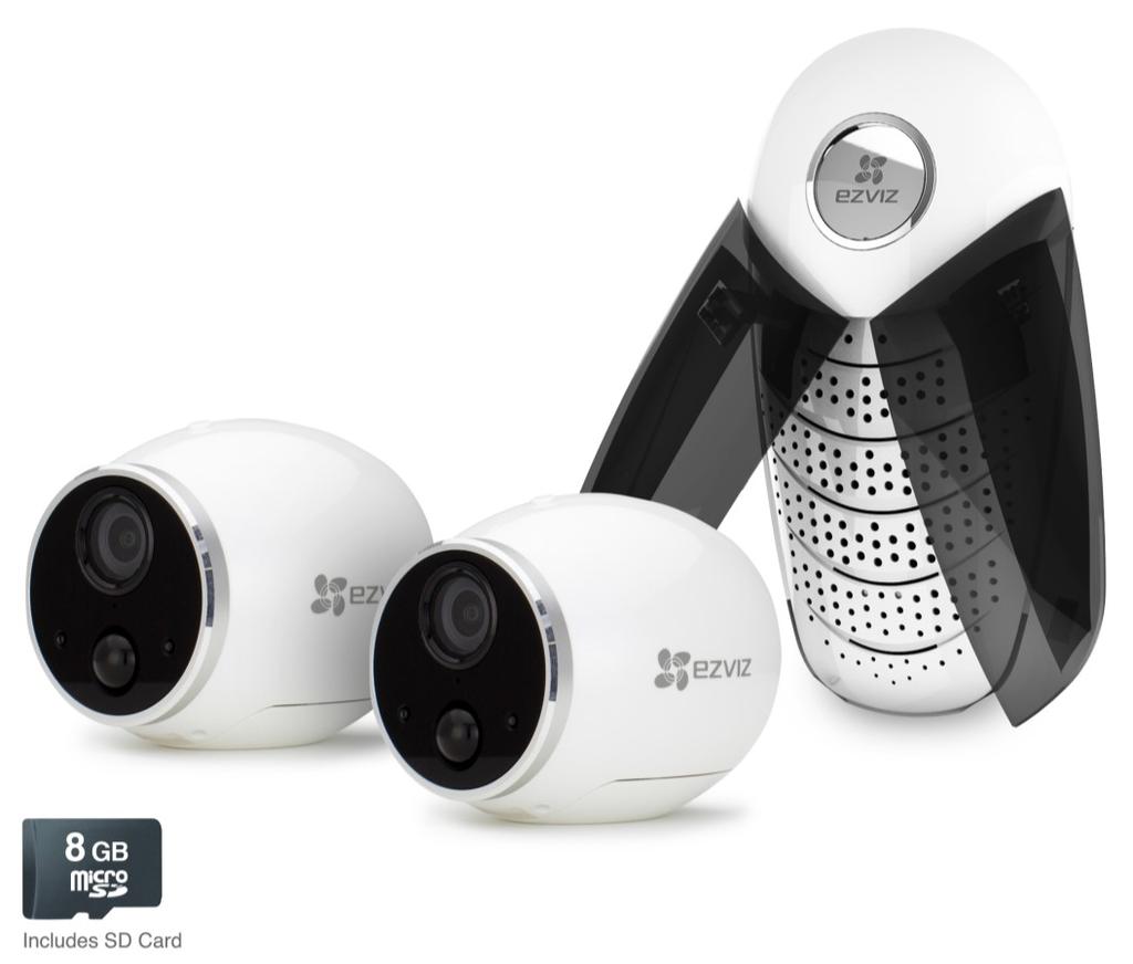 Mini Trooper 2-Camera Wire-Free Video Security System 2 HD Wire-Free Indoor/Outdoor Cameras with Base Station and 8GB MicroSD Highlights Weatherproof with absolutely no wires so you can place it