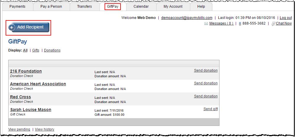 Schedule Transfer Select From account, To account, Amount, and the transfer Date.