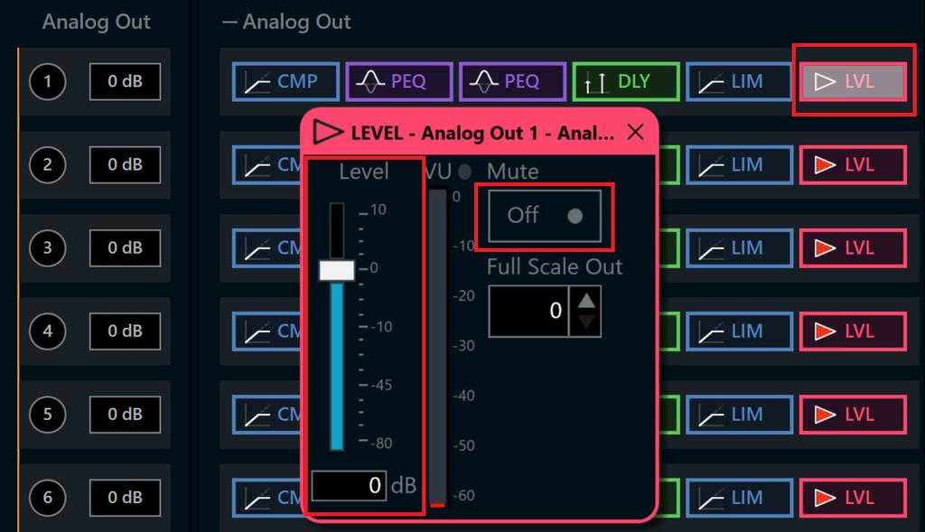 Crestron Avia Tool: Audio Output Configuration (1/3) 2. Under Analog Out 1, double click LVL.