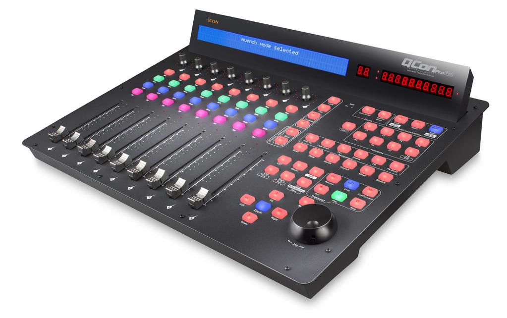Features 8 touch-sensitive motorized channel faders 2-segment LED level metering for channels touch-sensitive motorized fader for master channel 8 x dual function encoder knobs (Enter & rotate)