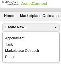 AssistConnect Event Tracking AssistConnect is intended to capture two types of records: Marketplace Events: A Marketplace Event includes any Navigator work performed for outreach, enrollment, or