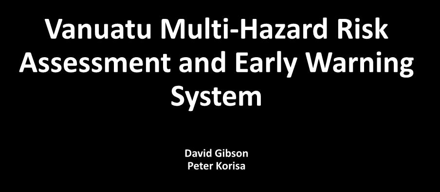 Vanuatu Multi-Hazard Risk Assessment