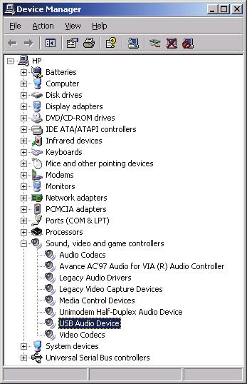 In the device list, click on the [+] next to Sound, video and game controllers.