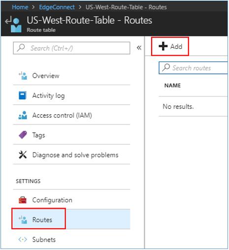Figure 46: Add a route table 6. When the Add route table page opens, refer to the table to enter the settings.