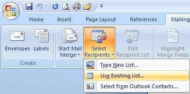 In this example, Excel is used as the data source from the Word Mailmerge Source.xlsm file.