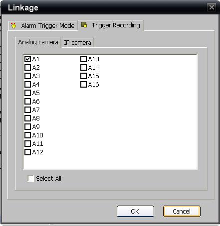 5 th step: Set the Trigger Recording for linkage. Click Setting in the linkage area and select Trigger Recording tab. 6 th step: Set the detection recording time.