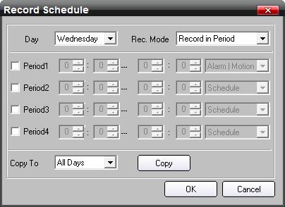 Press [Setting] to set the time of record [Day] select one day, [Rec.